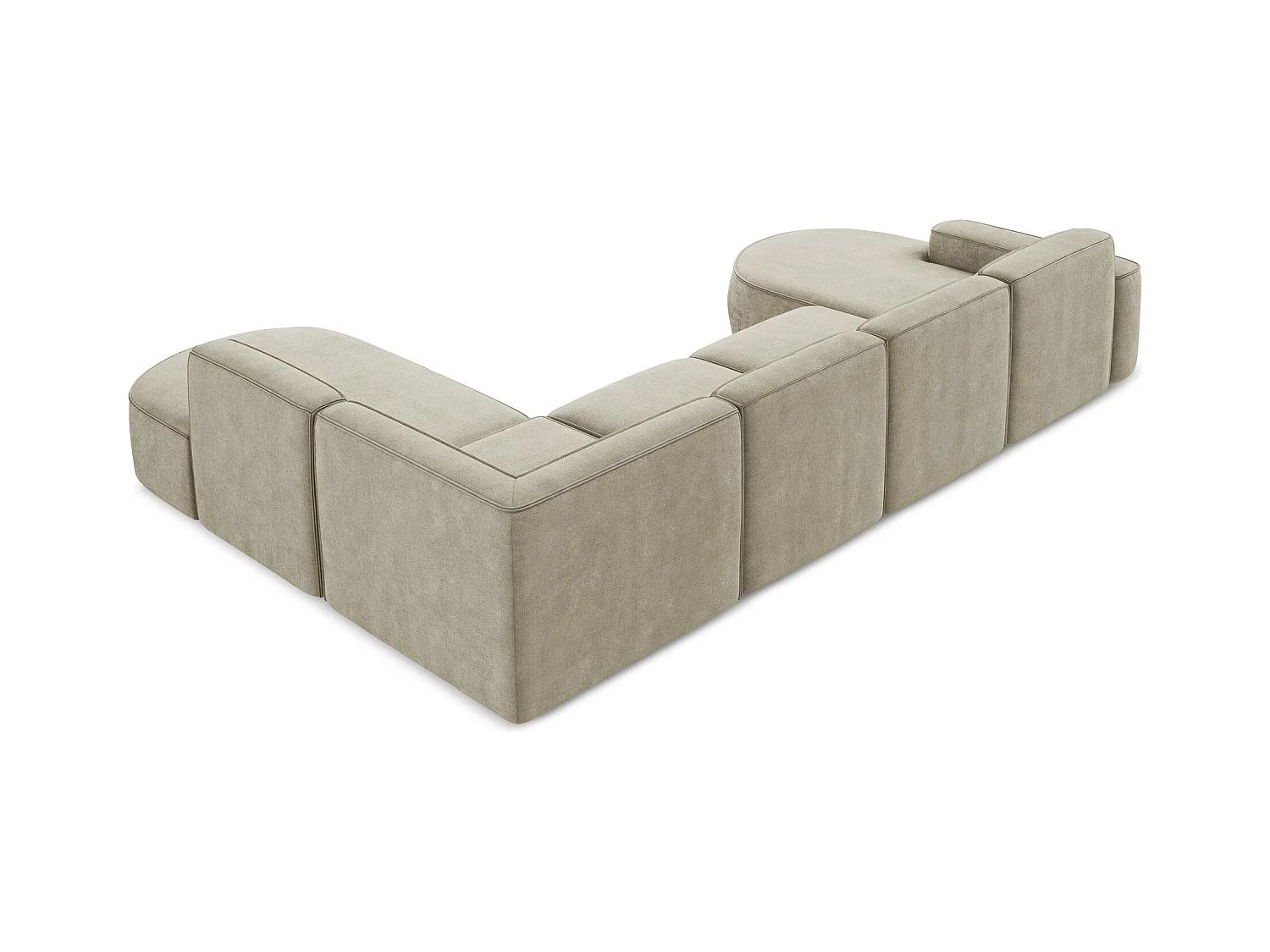 Canapé panoramique 5 places modulaire gauche en tissu chenille - beige - OMAO