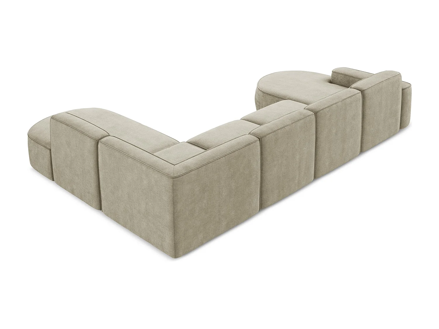 Canapé panoramique 5 places modulaire gauche en tissu chenille - beige - OMAO
