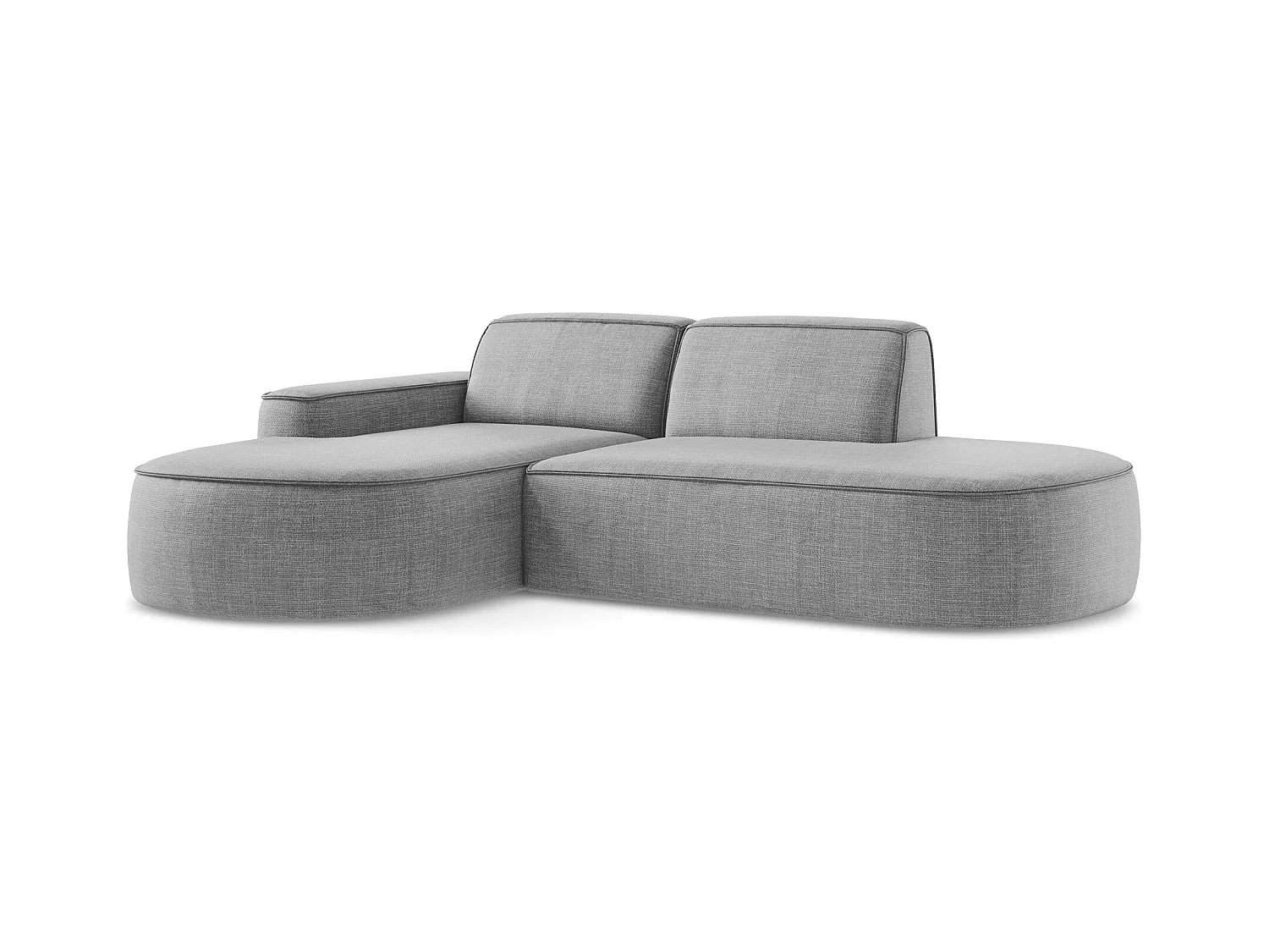 Canapé d'angle 3 places modulaire gauche en tissu texturé - gris clair - OMAO