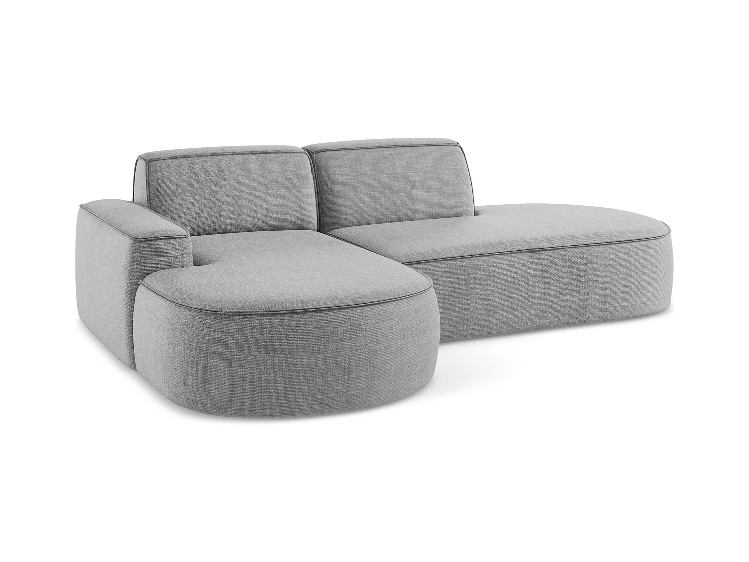 Canapé d'angle 3 places modulaire gauche en tissu texturé - gris clair - OMAO