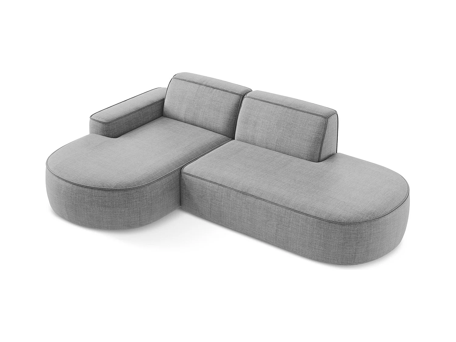 Canapé d'angle 3 places modulaire gauche en tissu texturé - gris clair - OMAO