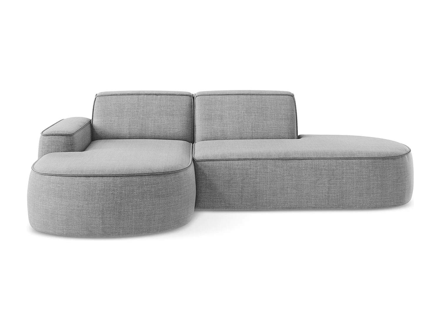 Canapé d'angle 3 places modulaire gauche en tissu texturé - gris clair - OMAO