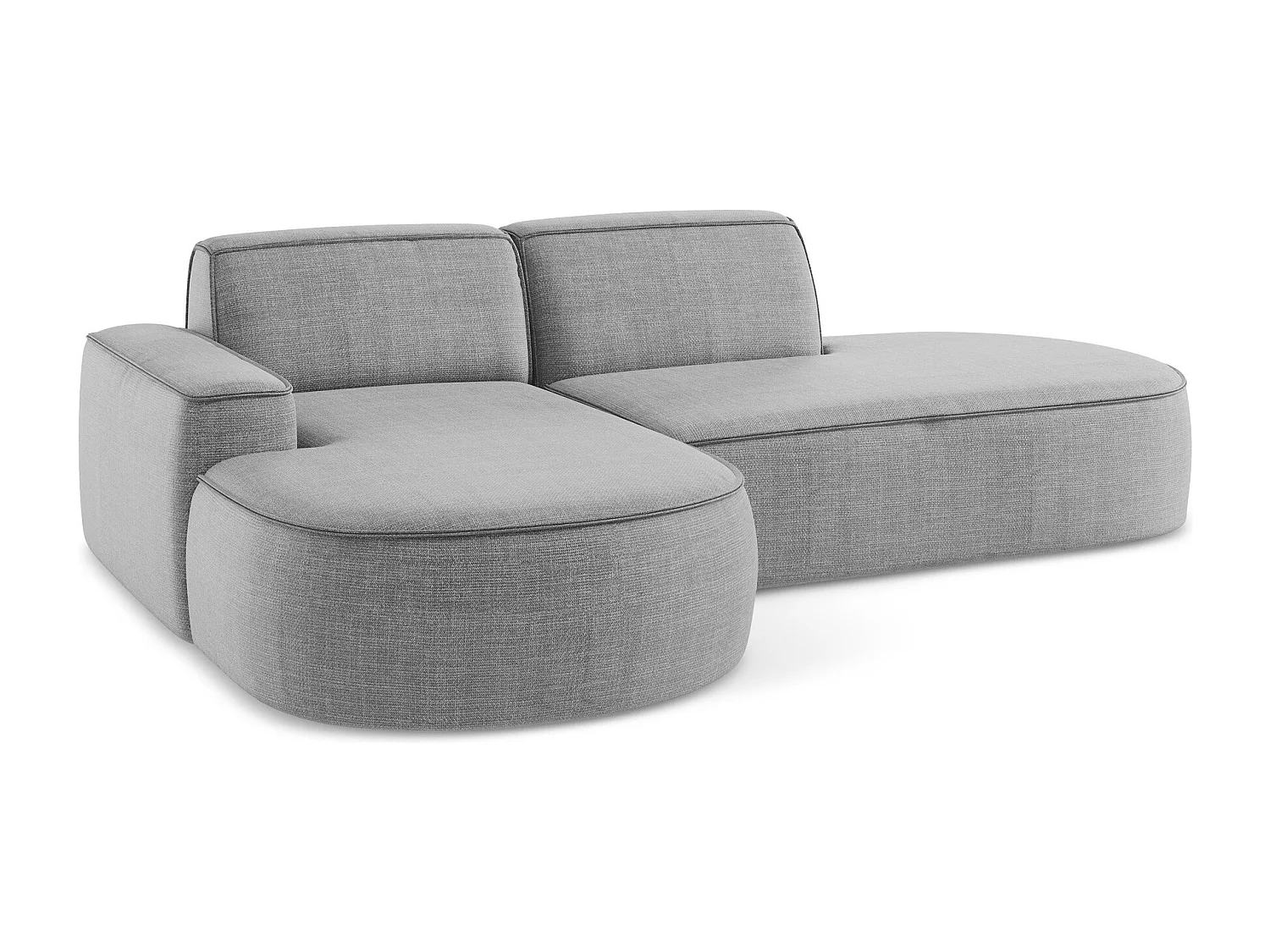 Canapé d'angle 3 places modulaire gauche en tissu texturé - gris clair - OMAO