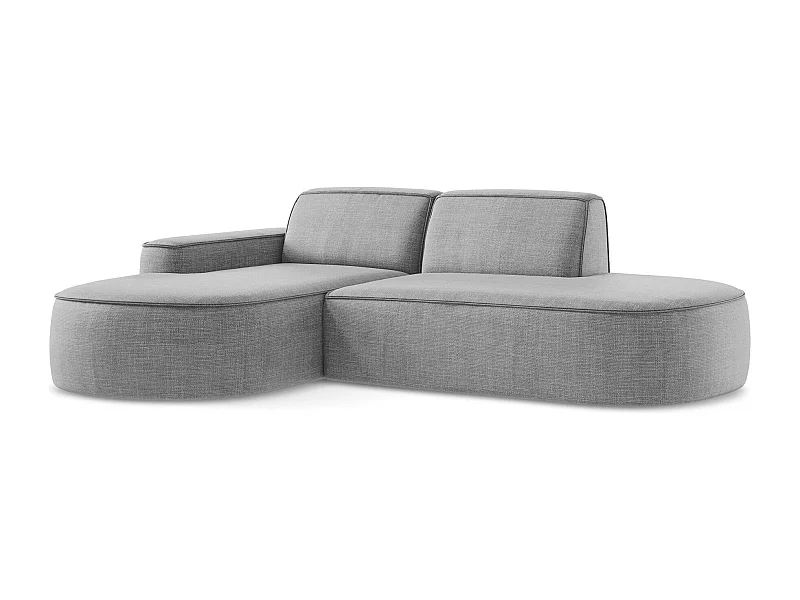 Canapé d'angle 3 places modulaire gauche en tissu texturé - gris clair - OMAO