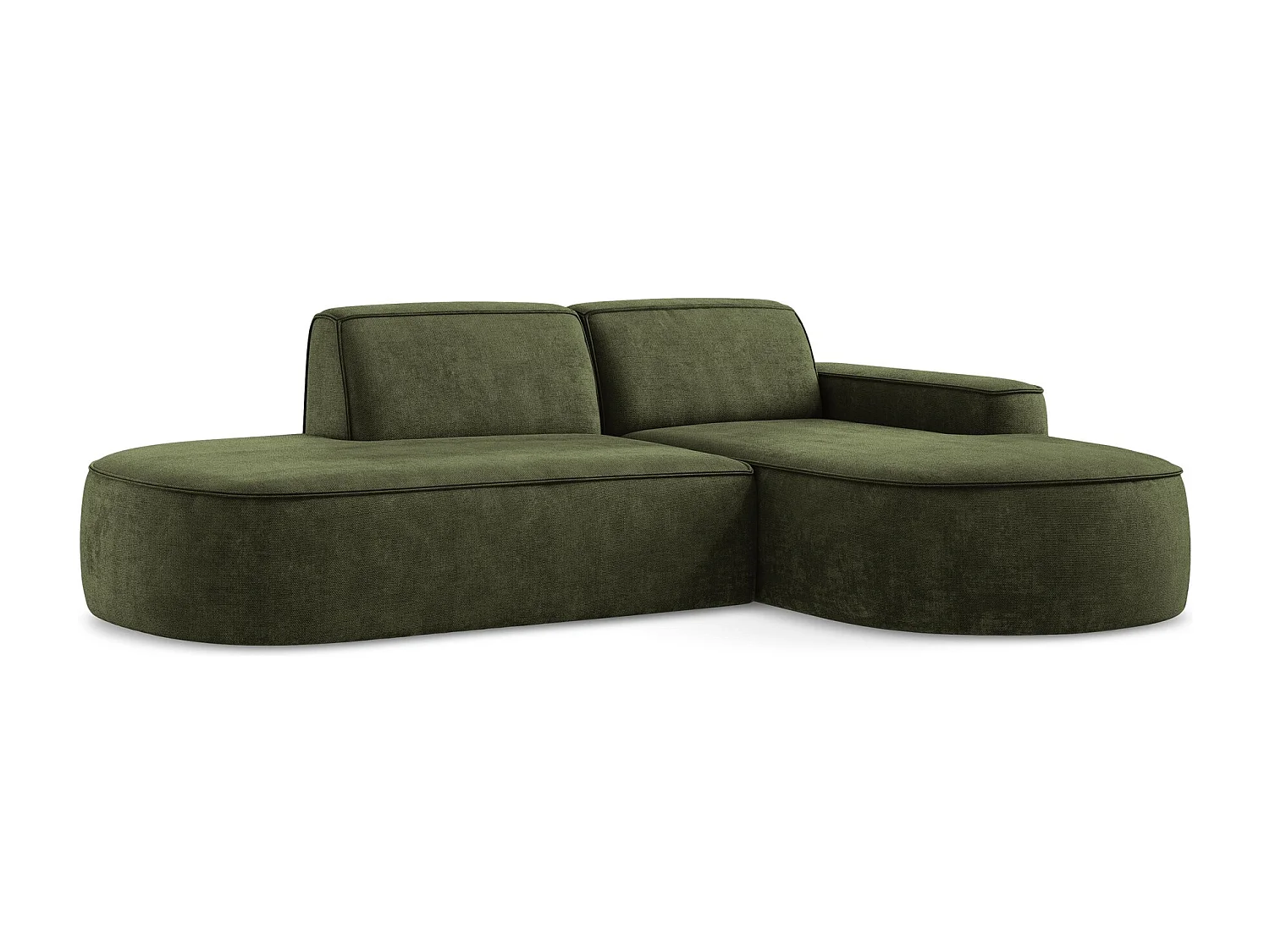 Canapé d'angle 3 places modulaire droit en tissu chenille - olive - OMAO