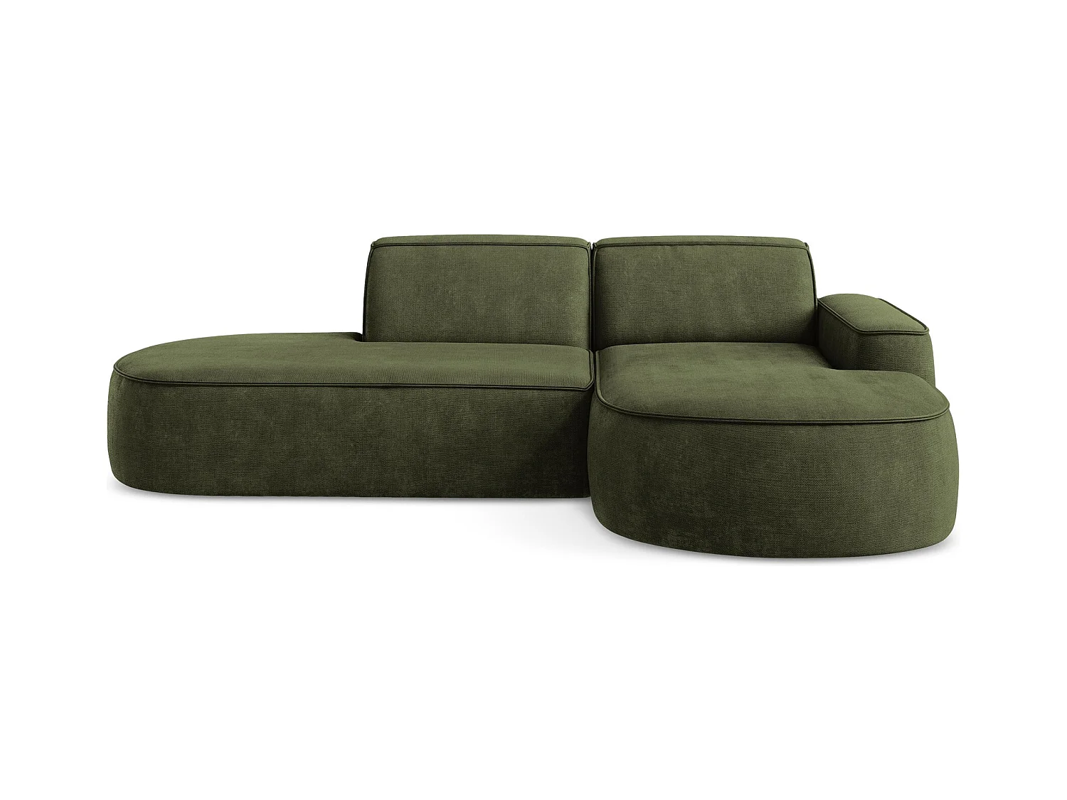 Canapé d'angle 3 places modulaire droit en tissu chenille - olive - OMAO