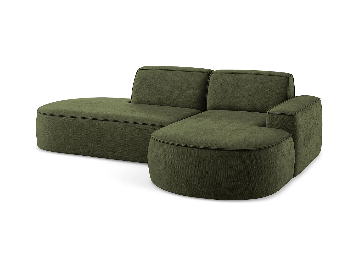 Canapé d'angle 3 places modulaire droit en tissu chenille - olive - OMAO