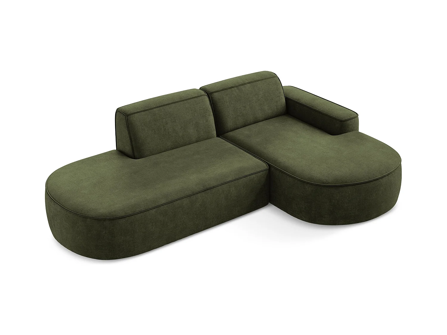 Canapé d'angle 3 places modulaire droit en tissu chenille - olive - OMAO