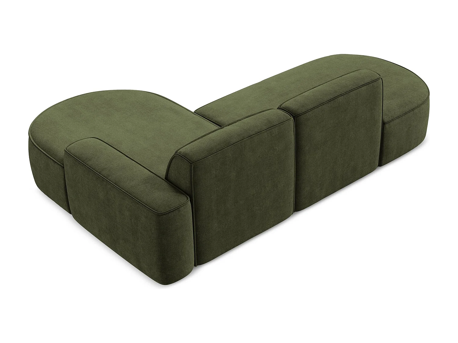Canapé d'angle 3 places modulaire droit en tissu chenille - olive - OMAO