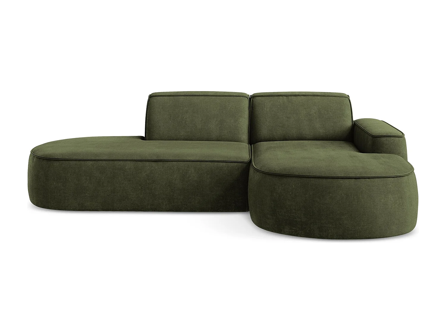 Canapé d'angle 3 places modulaire droit en tissu chenille - olive - OMAO