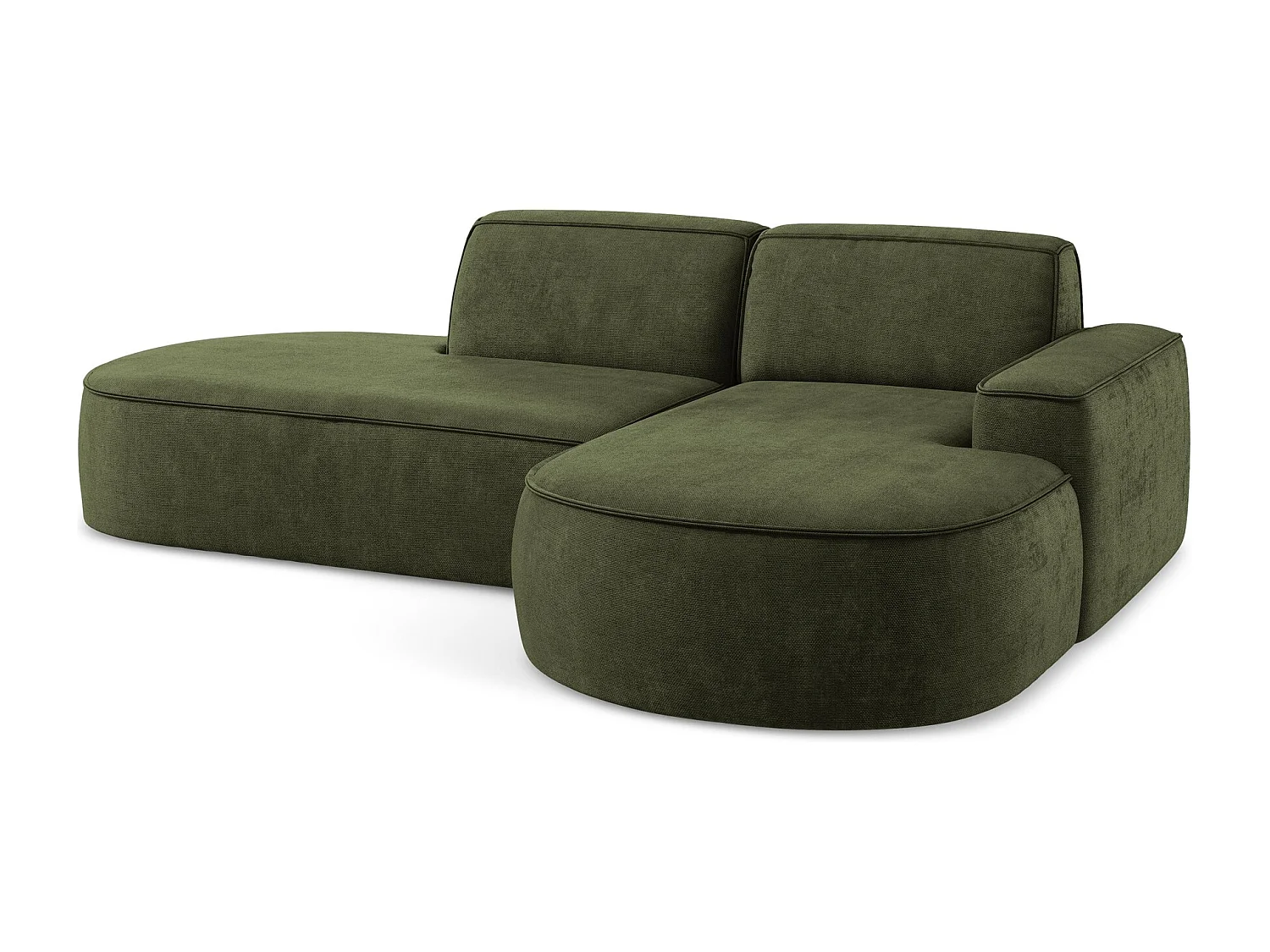 Canapé d'angle 3 places modulaire droit en tissu chenille - olive - OMAO