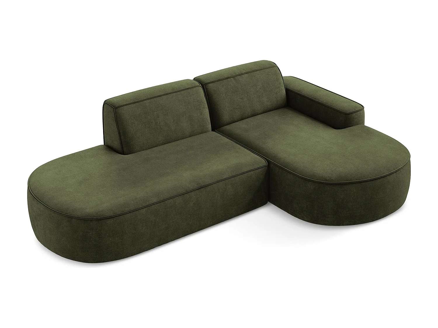 Canapé d'angle 3 places modulaire droit en tissu chenille - olive - OMAO