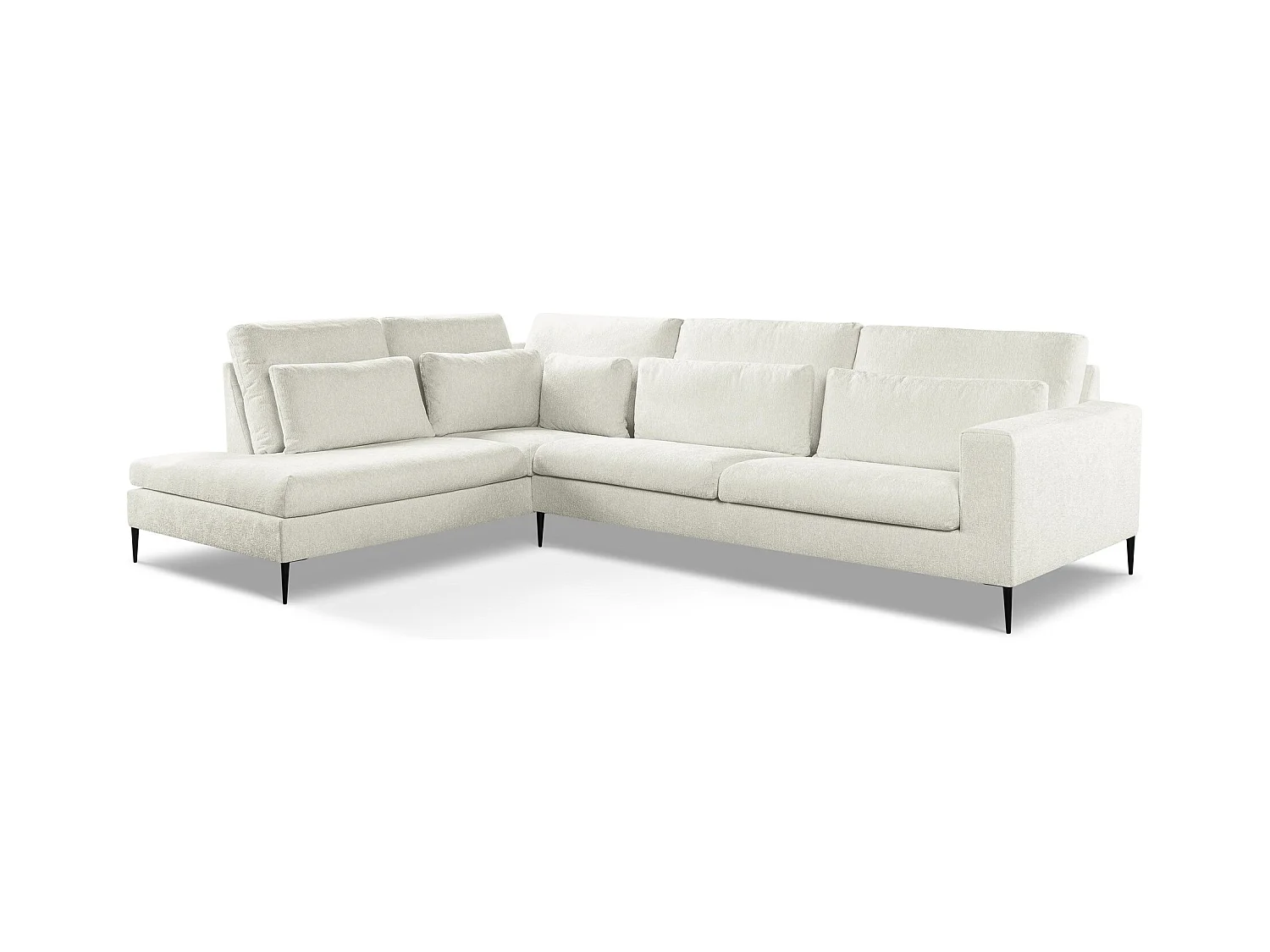 Canapé d’angle 4 places gauche en tissu chenille - beige clair - AKALA