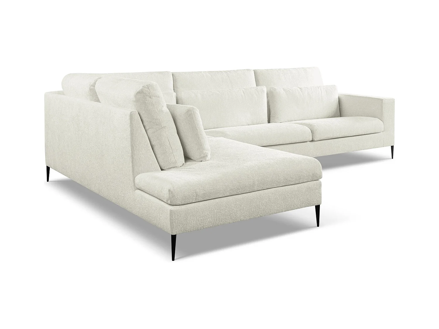 Canapé d’angle 4 places gauche en tissu chenille - beige clair - AKALA