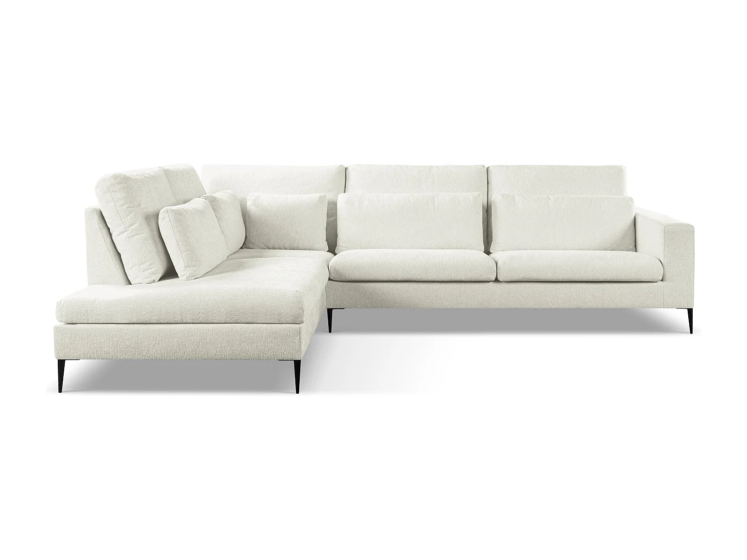 Canapé d’angle 4 places gauche en tissu chenille - beige clair - AKALA