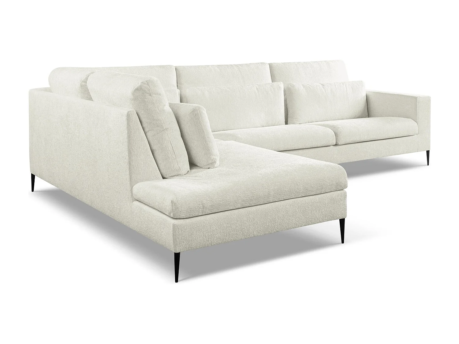 Canapé d’angle 4 places gauche en tissu chenille - beige clair - AKALA