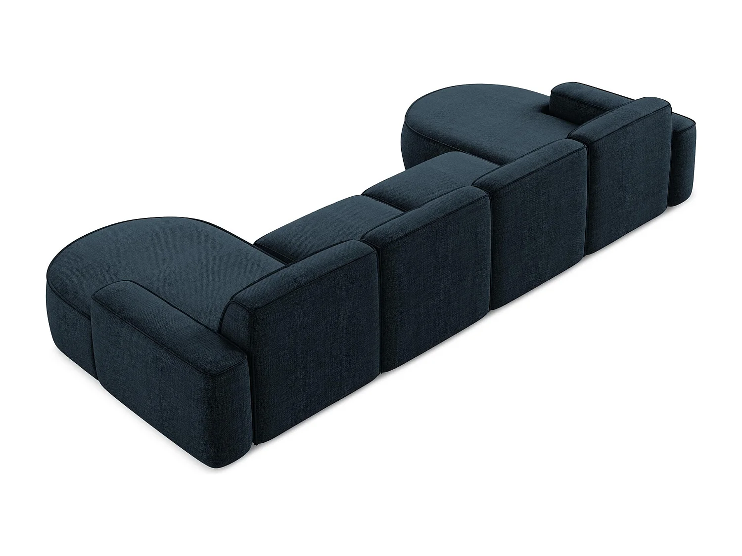 Canapé panoramique 4 places modulaire gauche en tissu texturé - bleu royal - OMAO