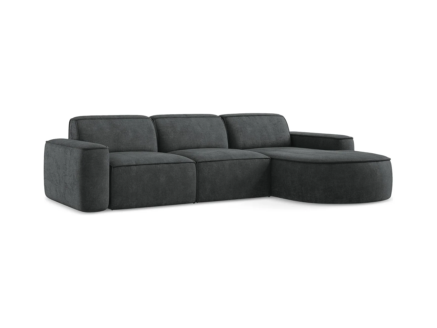 3-Sitzer Modulares Ecksofa - Ecke Rechts - Chenille - Dunkelgrau - OMAO