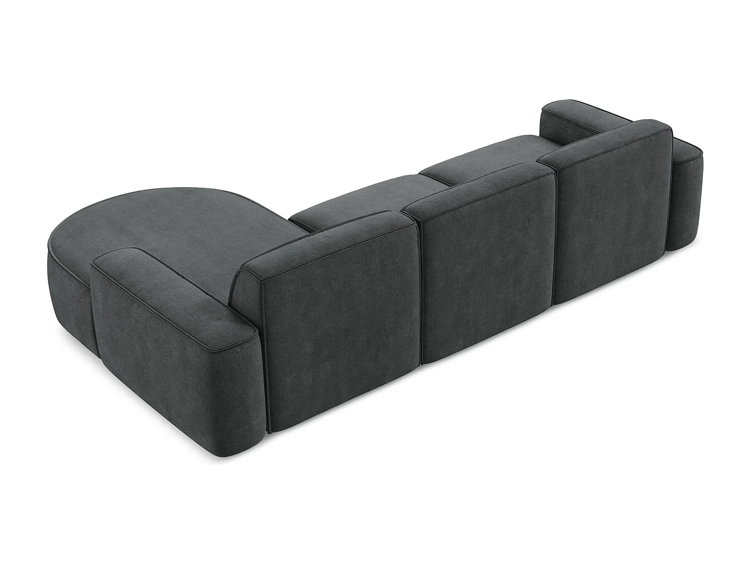 Canapé d'angle 3 places modulaire droit en tissu chenille - gris foncé - OMAO