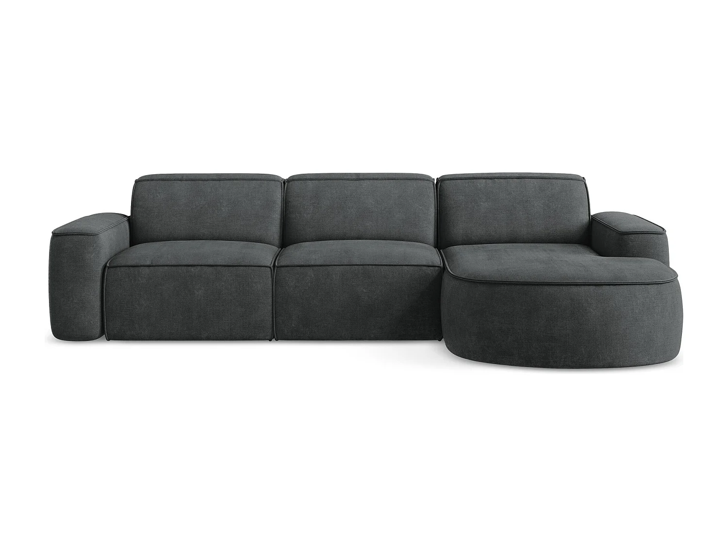 Modulaire hoekbank rechts van donkergrijs chenille stof - OMAO