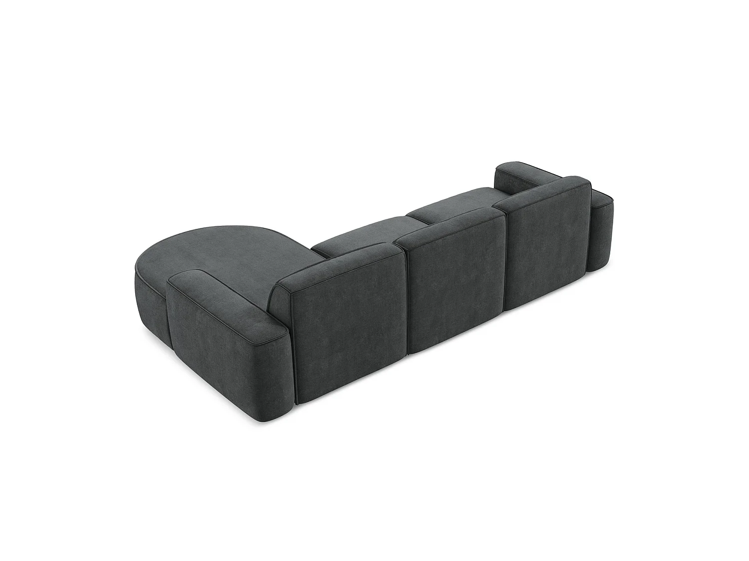 Canapé d'angle 3 places modulaire droit en tissu chenille - gris foncé - MELISSA