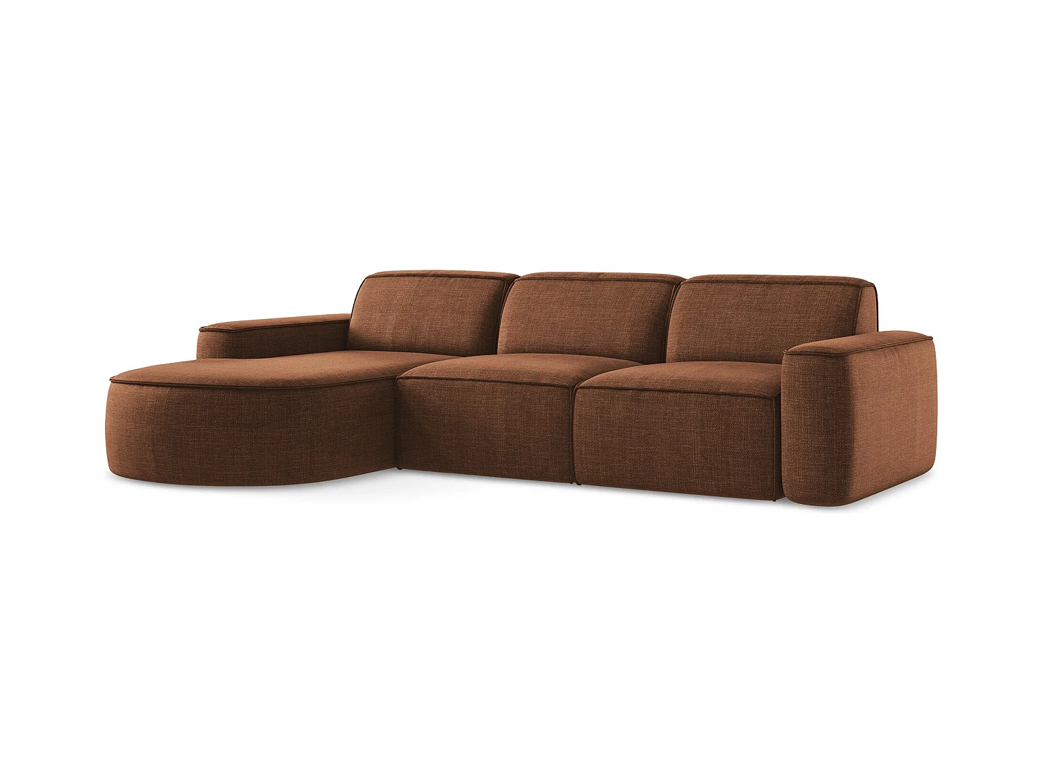 3-Sitzer Modulares Ecksofa - Ecke Links - Strukturstoff - Terrakotta - OMAO