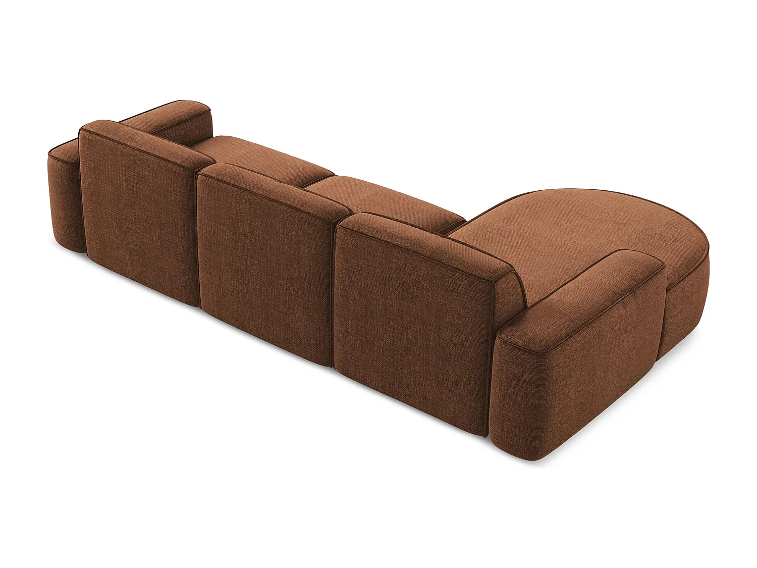 Canapé d'angle 3 places modulaire gauche en tissu texturé - terre cuite - OMAO