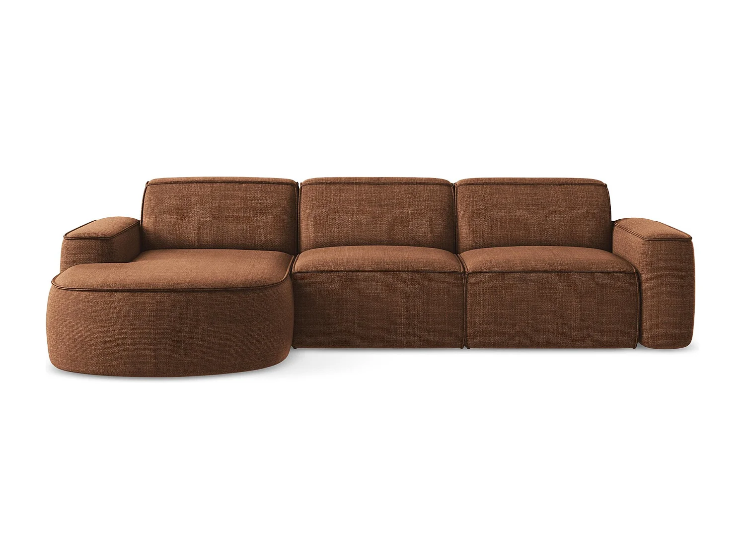 3-Sitzer Modulares Ecksofa - Ecke Links - Strukturstoff - Terrakotta - OMAO