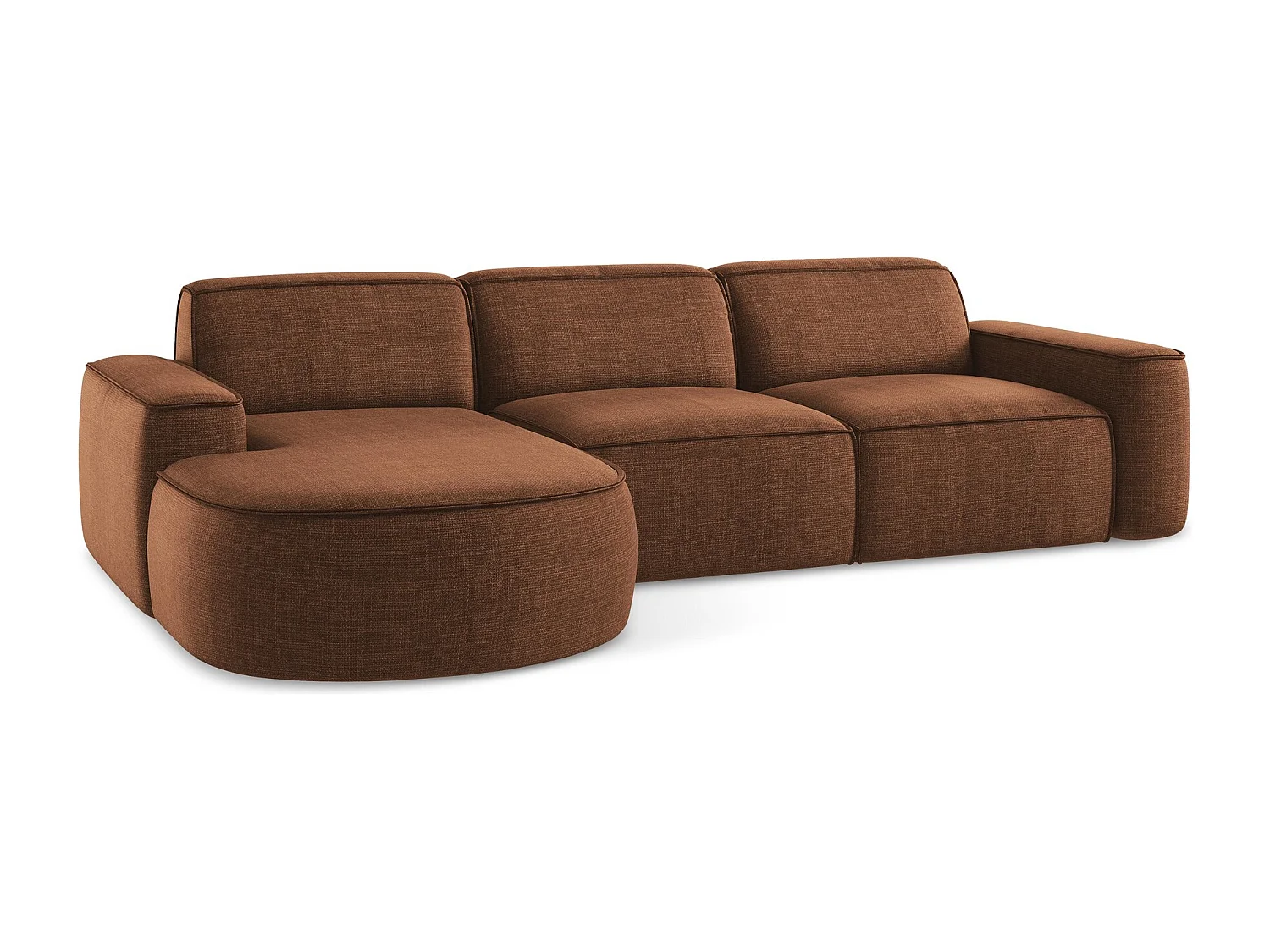 3-Sitzer Modulares Ecksofa - Ecke Links - Strukturstoff - Terrakotta - OMAO