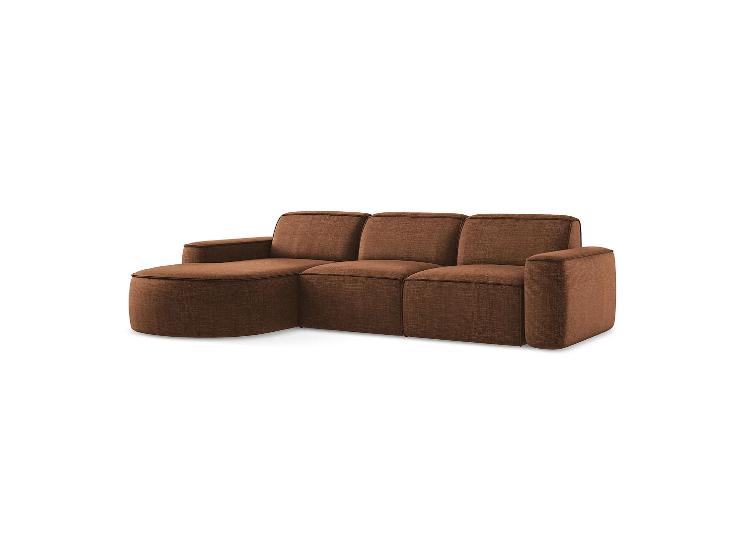 Modulaire hoekbank links van terracotta textuurstof - MELISSA