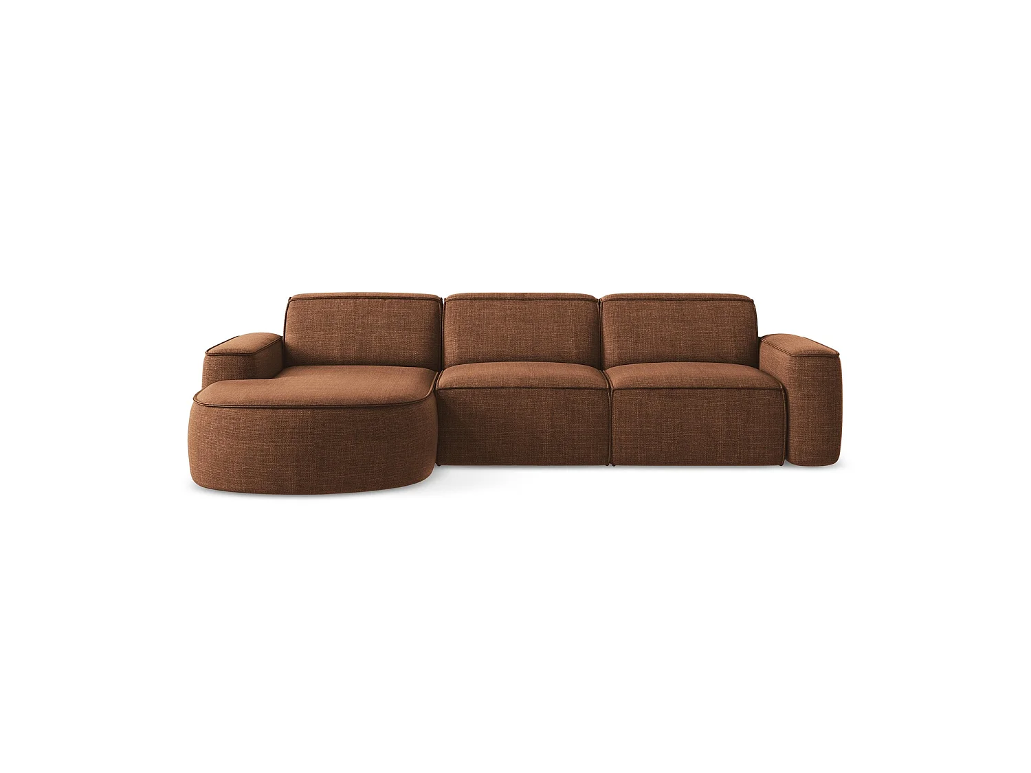 Modulaire hoekbank links van terracotta textuurstof - MELISSA