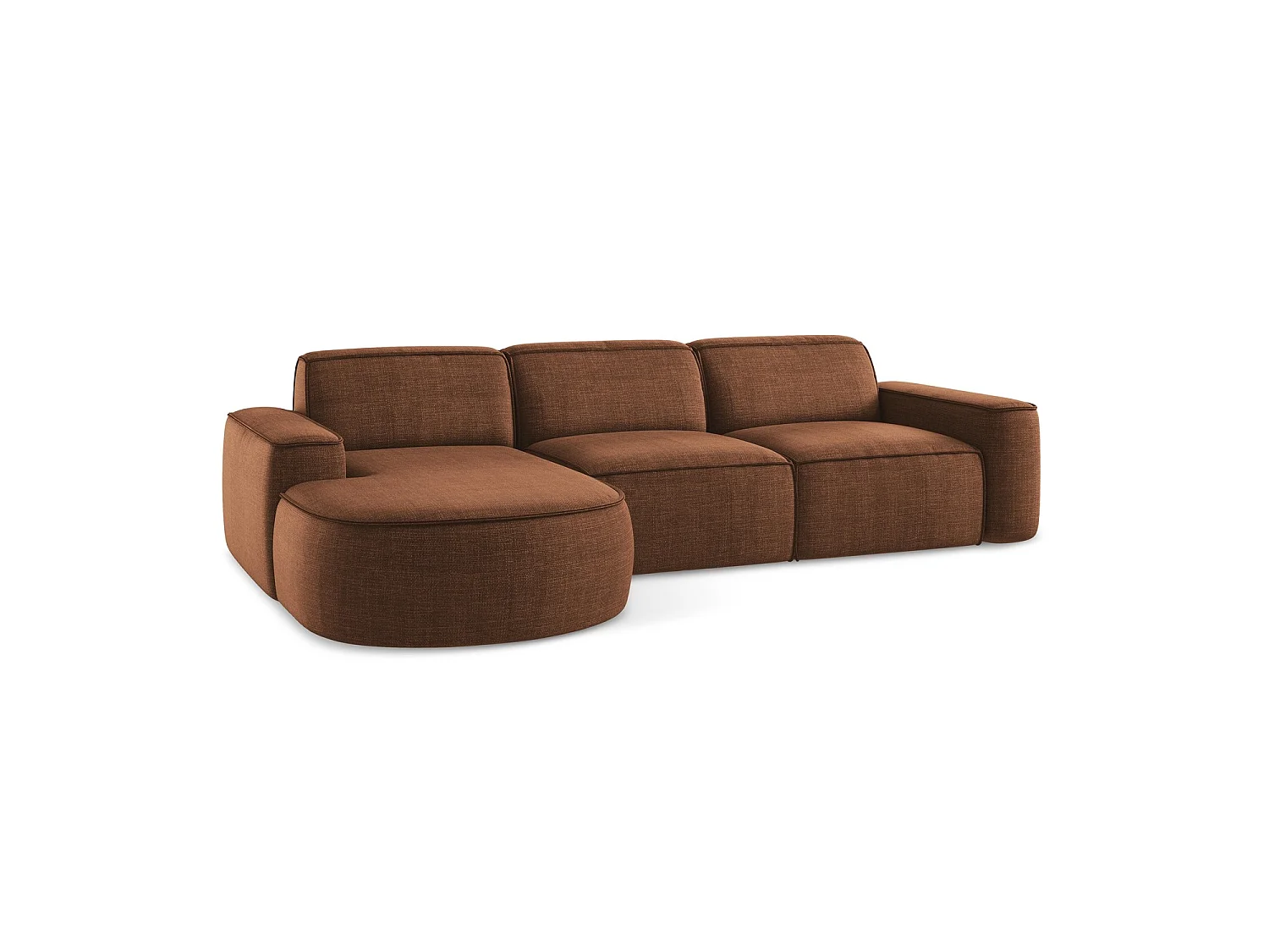 Modulaire hoekbank links van terracotta textuurstof - MELISSA