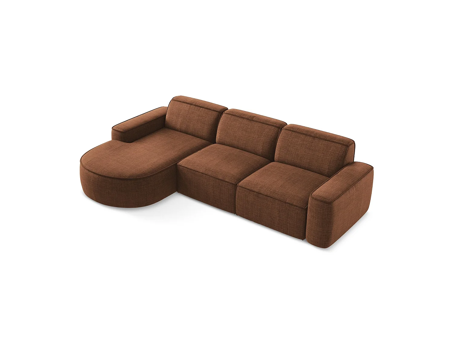 Modulaire hoekbank links van terracotta textuurstof - MELISSA