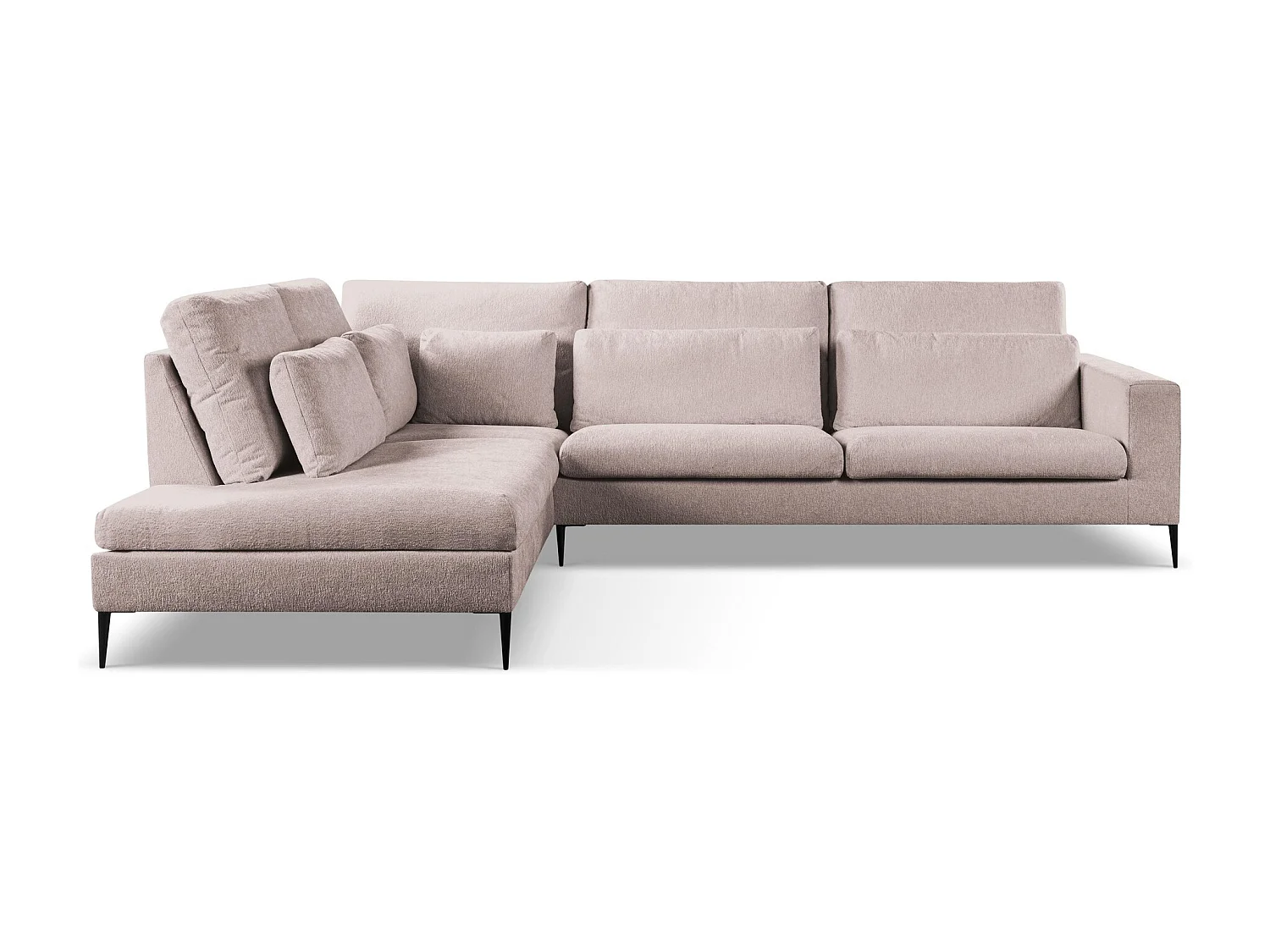 Canapé d’angle 4 places gauche en tissu chenille - rose poudré - AKALA