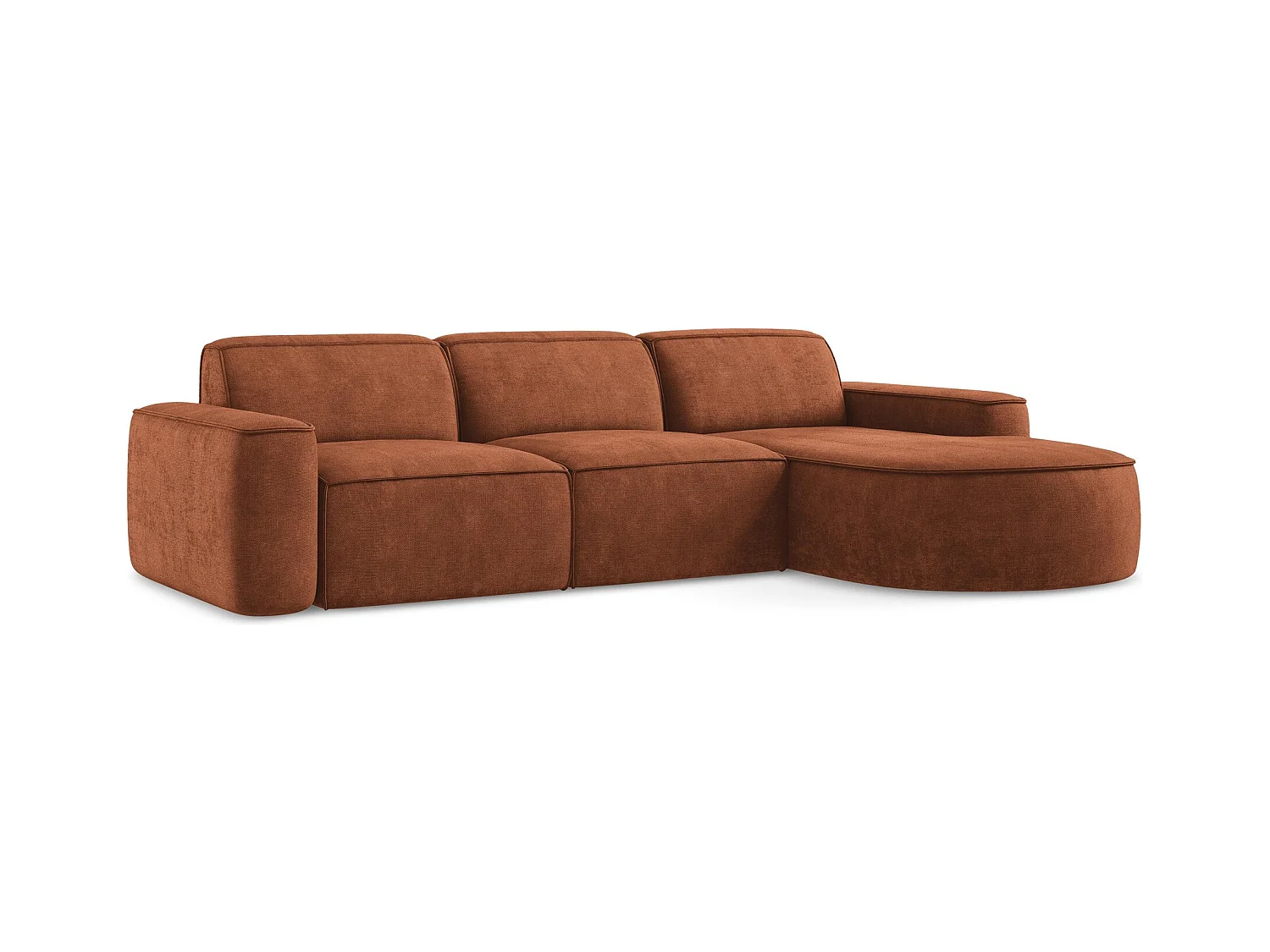 3-Sitzer Modulares Ecksofa - Ecke Rechts - Chenille - Terrakotta - OMAO