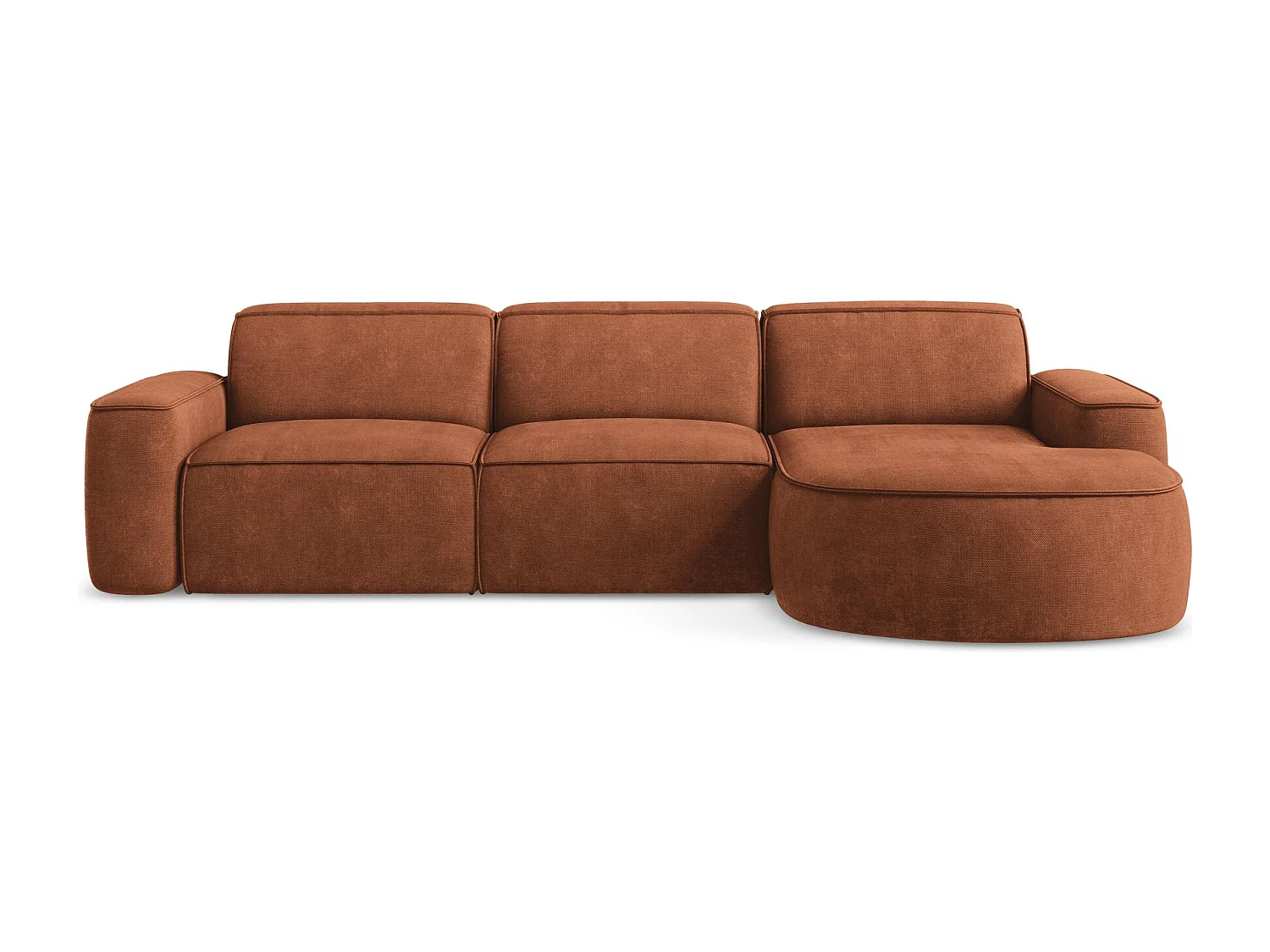 Modulaire hoekbank rechts van terracotta chenille stof - OMAO