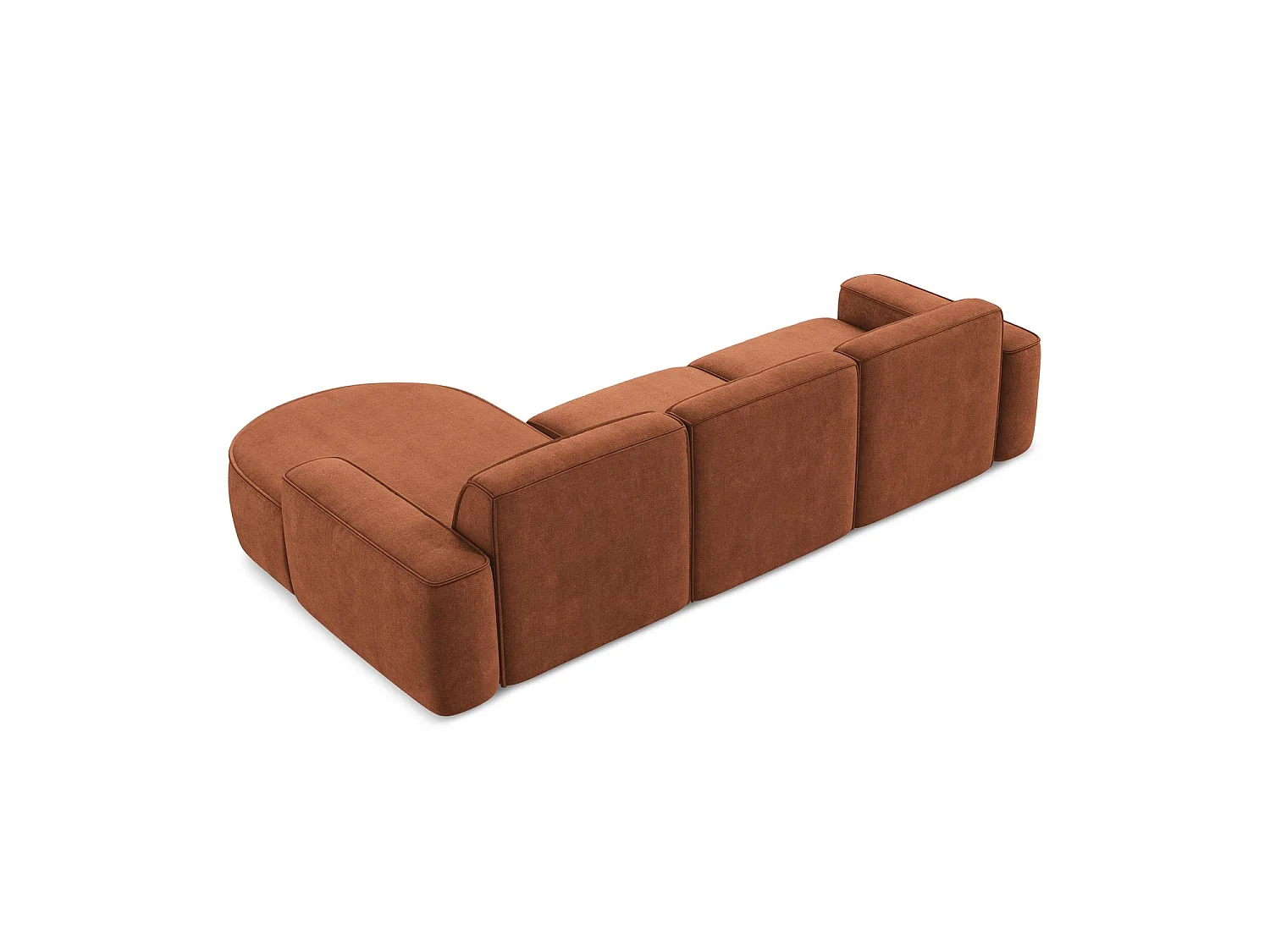 Canapé d'angle 3 places modulaire droit en tissu chenille - terre cuite - MELISSA