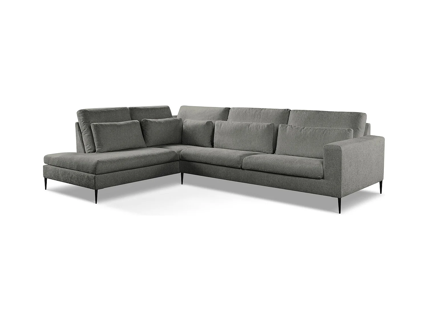 Canapé d’angle 4 places gauche en tissu chenille - gris foncé - AKALA