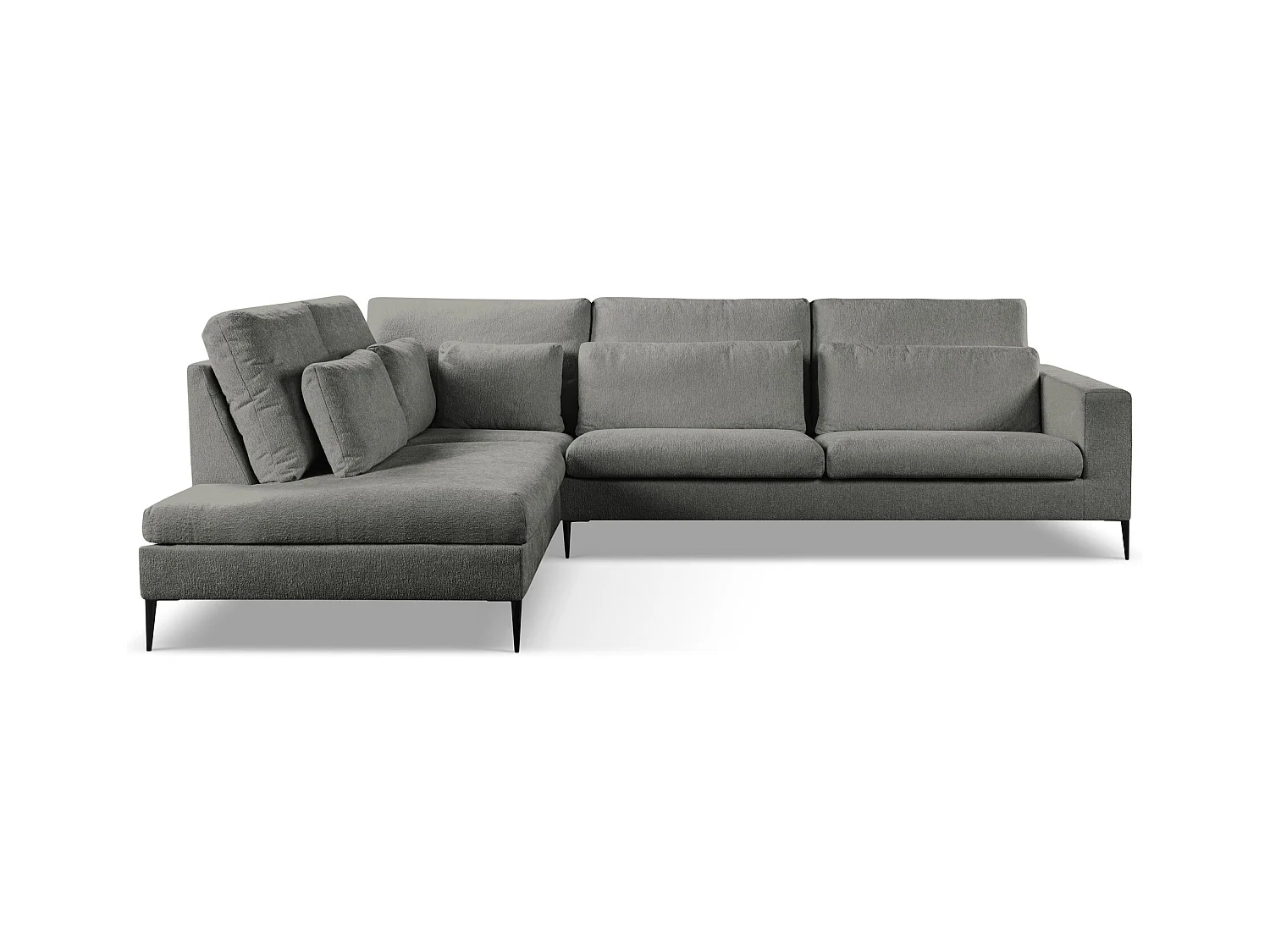 Canapé d’angle 4 places gauche en tissu chenille - gris foncé - AKALA