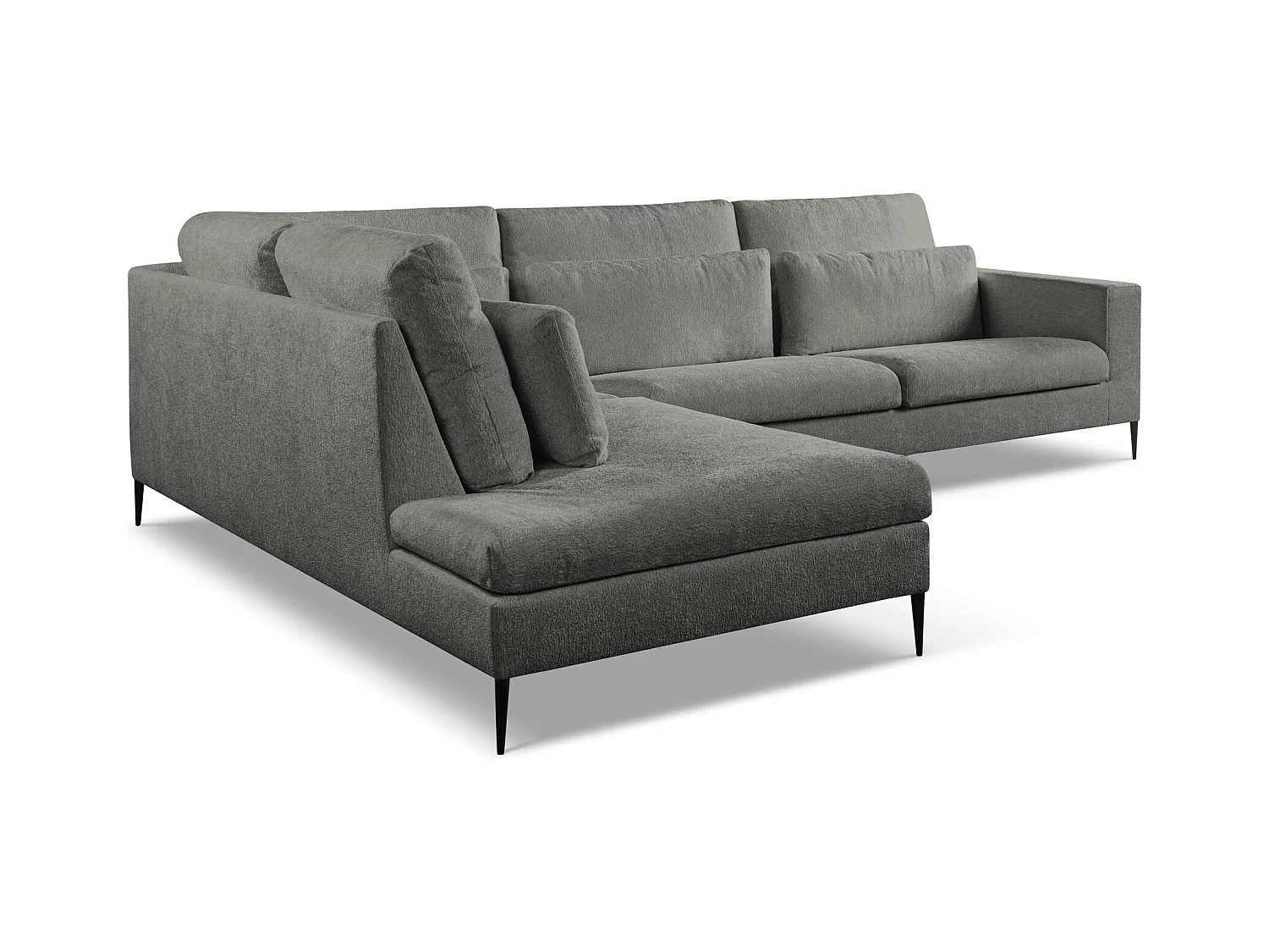 Canapé d’angle 4 places gauche en tissu chenille - gris foncé - AKALA