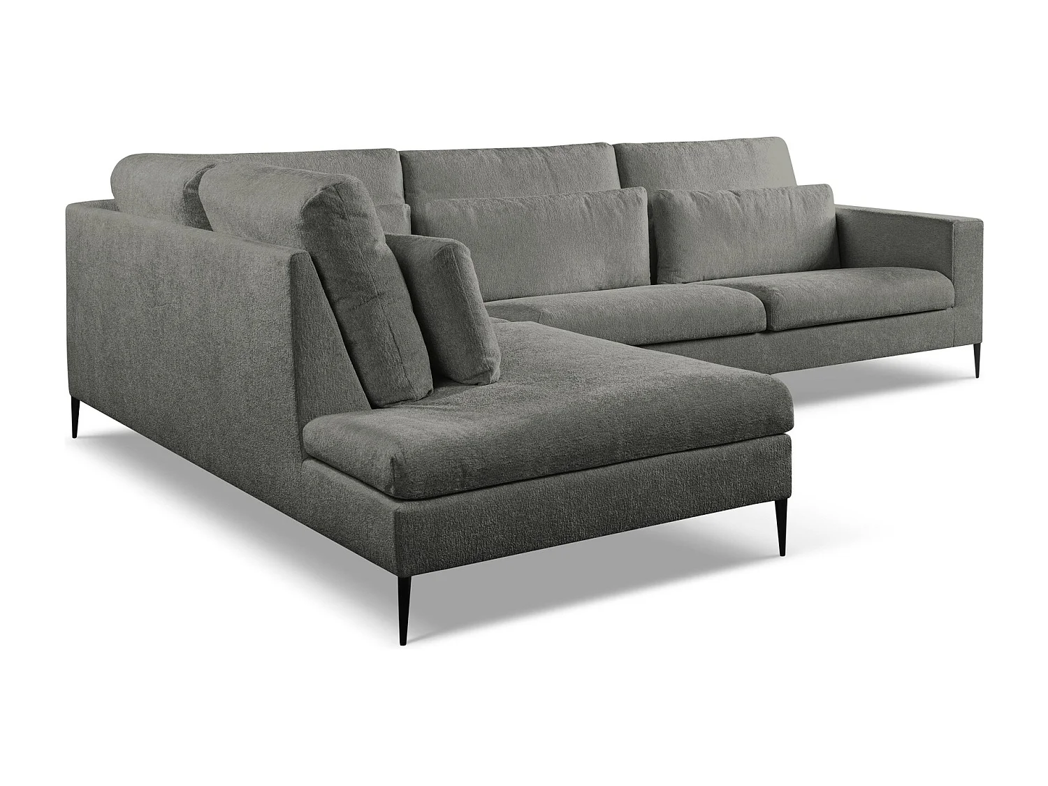 Canapé d’angle 4 places gauche en tissu chenille - gris foncé - AKALA