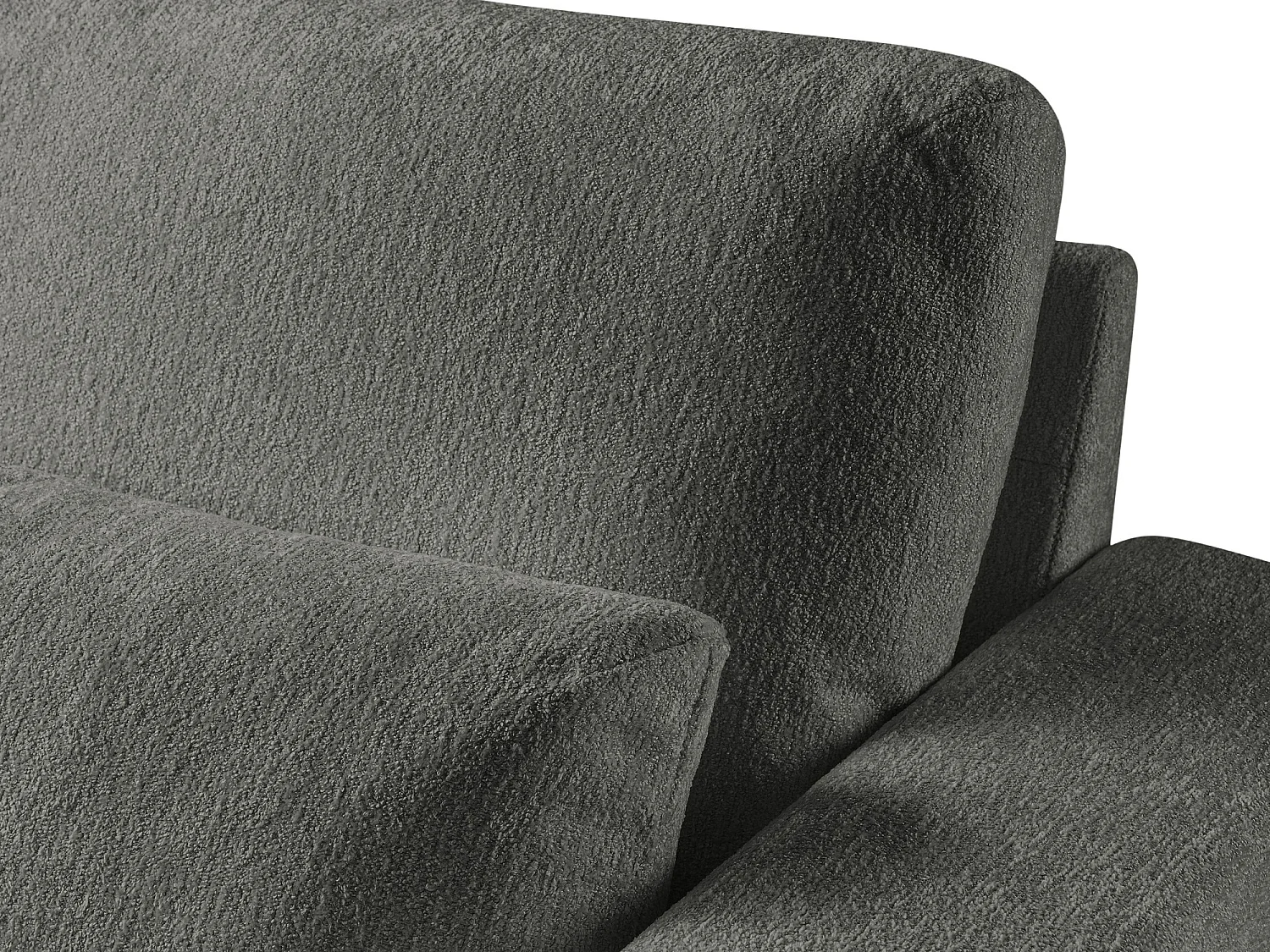 Canapé d’angle 4 places gauche en tissu chenille - gris foncé - AKALA