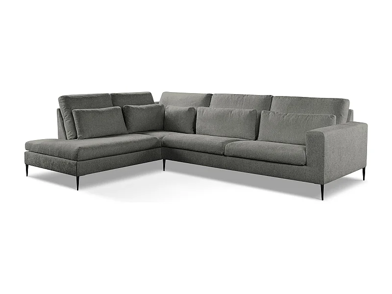 Ecksofa Links - Links - Chenille - Dunkelgrau - AKALA