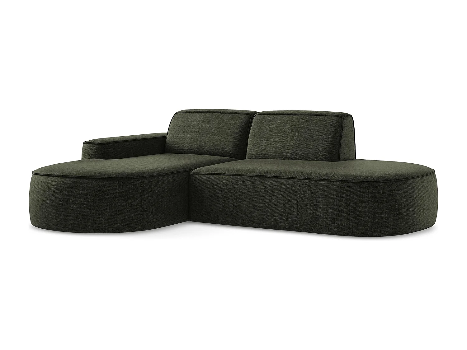 Canapé d'angle 3 places modulaire gauche en tissu texturé - olive - OMAO