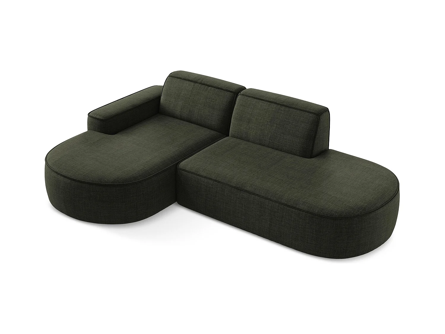 Canapé d'angle 3 places modulaire gauche en tissu texturé - olive - OMAO