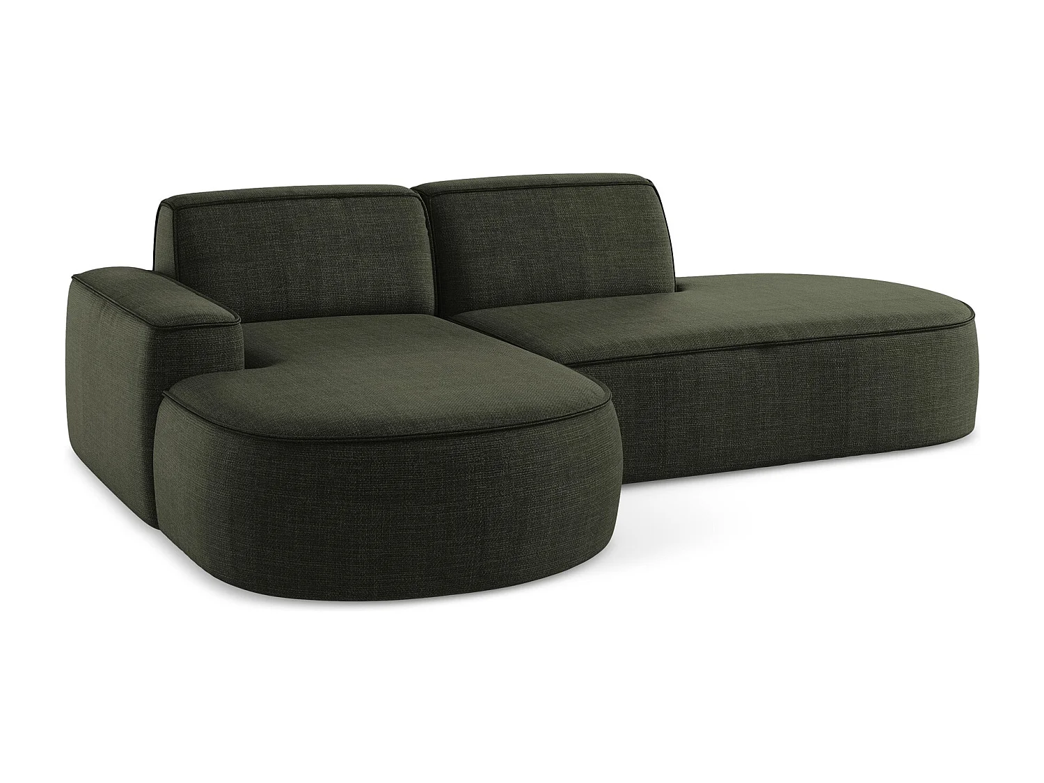 Canapé d'angle 3 places modulaire gauche en tissu texturé - olive - OMAO