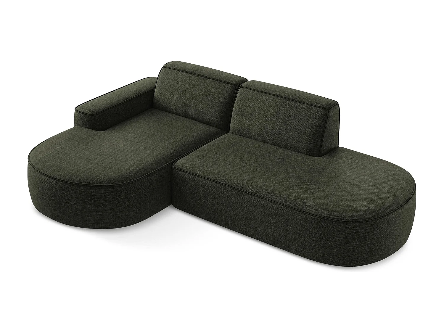 Canapé d'angle 3 places modulaire gauche en tissu texturé - olive - OMAO