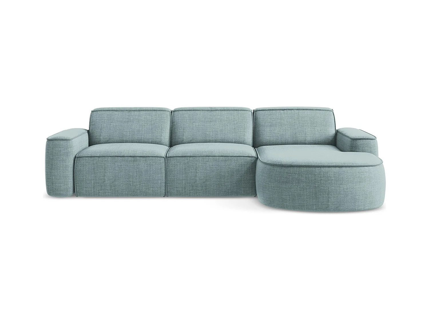 Canapé d'angle 3 places modulaire droit en tissu texturé - jeans - OMAO