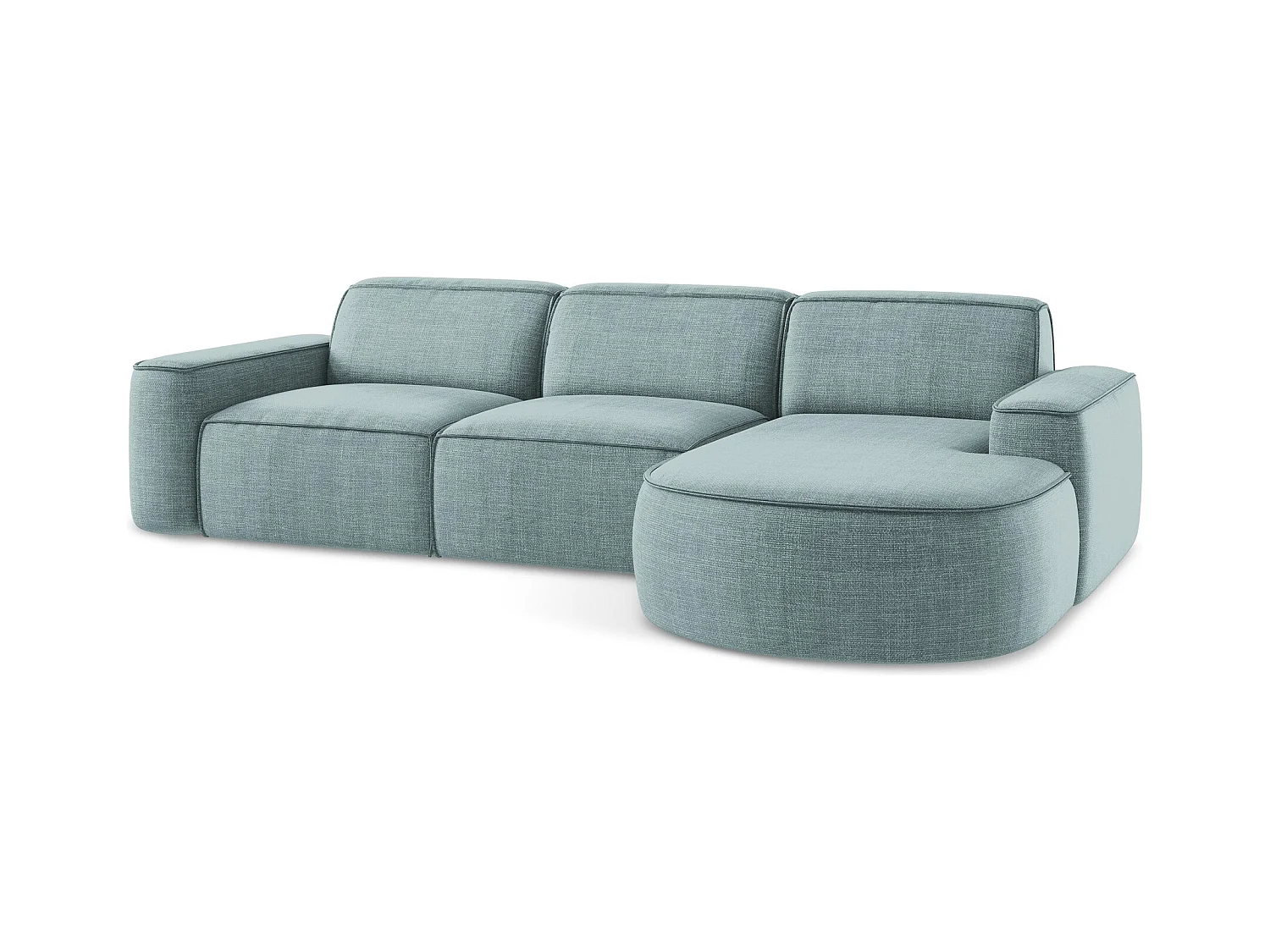 Canapé d'angle 3 places modulaire droit en tissu texturé - jeans - OMAO