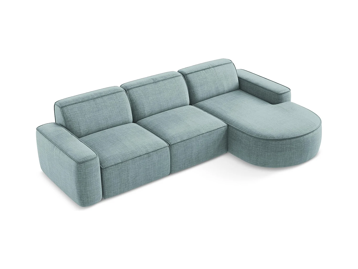 Canapé d'angle 3 places modulaire droit en tissu texturé - jeans - OMAO